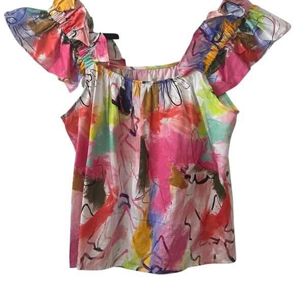 Crosby By Mollie Burch Cata Colorful Ruffle Tank Top Size XS - Picture 2 of 9